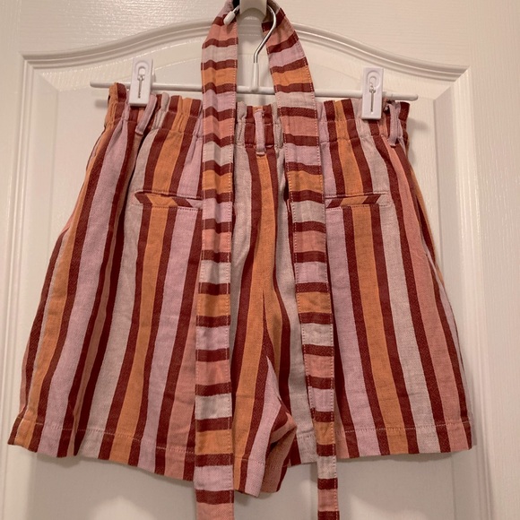 Anthropologie Pink & Orange Belted Stripe Shorts - size XS - Picture 6 of 8